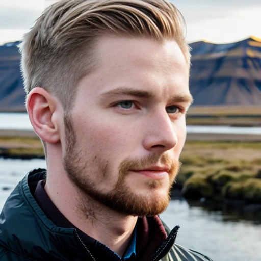 perfect icelandic man focus on face