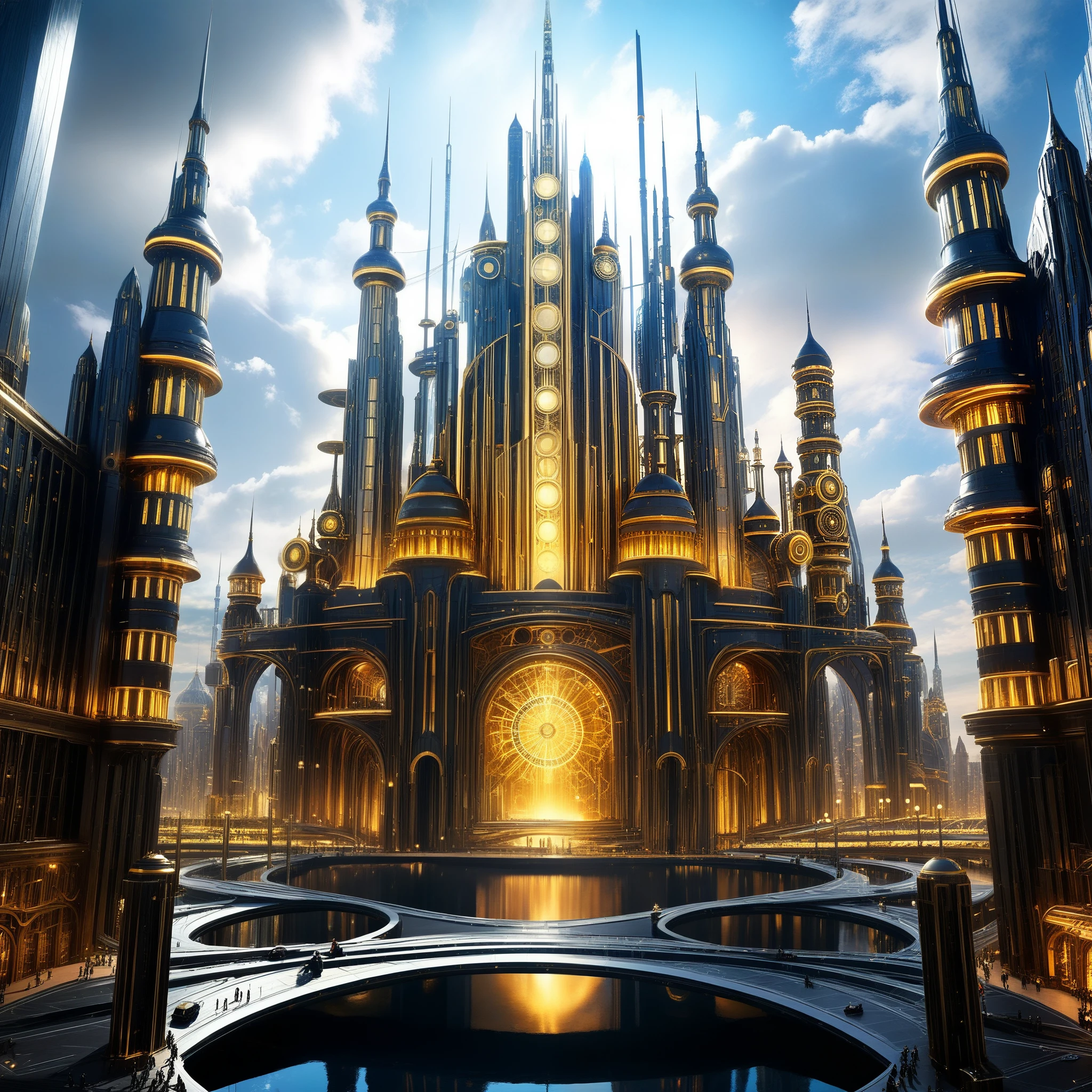 A cityscape of towering clockwork structures and futuristic marvels, where the past meets the future in a stunning display of creativity.