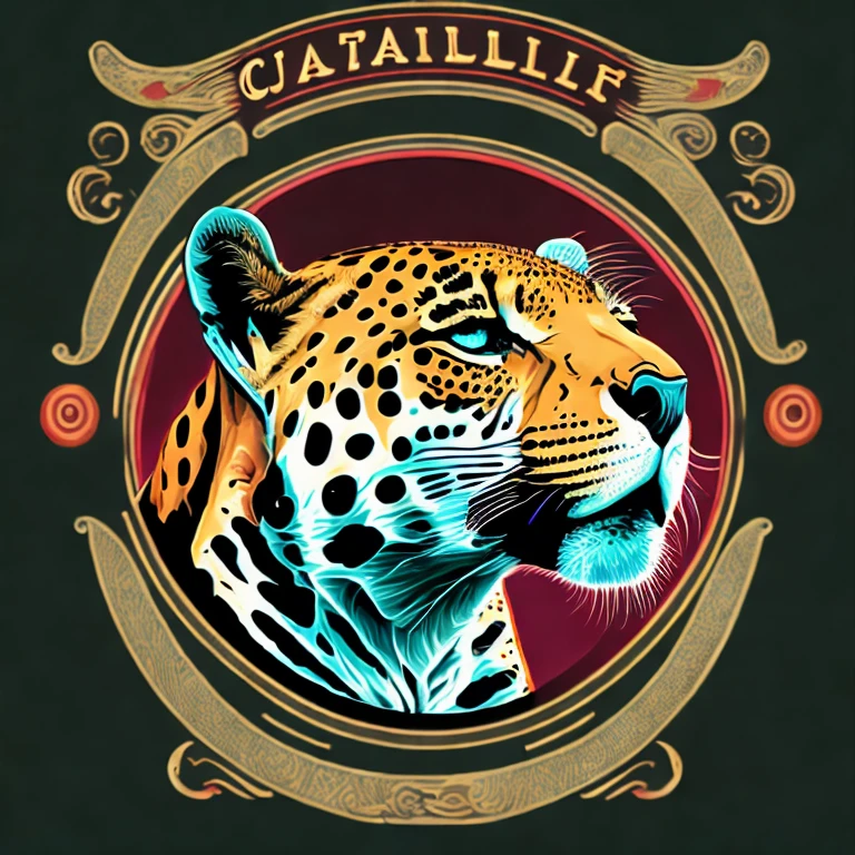 T-Shirt Graphic Design Art, a retro graphic design, Because it's a Jaguar, Smooth 4 colors, Tom Pastel Vintage, highly detailed cleaning, Vector Image, A masterpiece of realism, Professional photography, Flat black background, Isoscale, Vibrant Vector