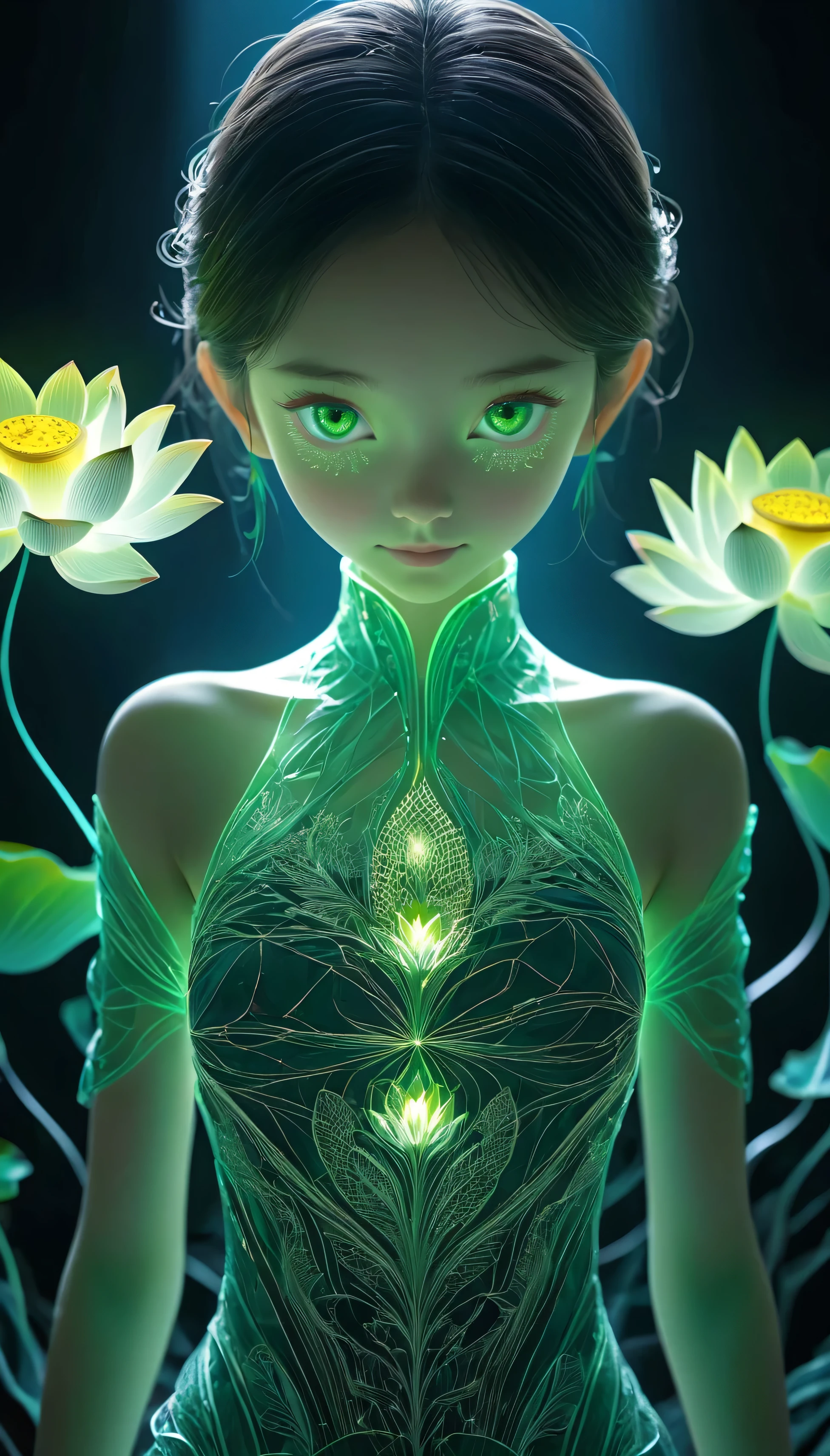 high resolution, Ultra Detailed, (1 girl:1.3),(lotus)
BREAK Sunlight, reverberation, Experimental photography, Surreal contrasts, Eye-Catching Visuals, Artistic abstraction,
Breaking the art of cutting, Layered Outlines, complex pattern, exquisite craft, shadow play, Depth and size, creative expression,
break art, Frozen sculpture, translucent form, short-lived beauty, Crystal structure, exquisite craft, touching,
Breaking Green Eyes,Body Glow,glowing lines,Fluorescence,Glow Example,Sample trace,flash,萤Light Particles,Backlight,translucent,Light Particles