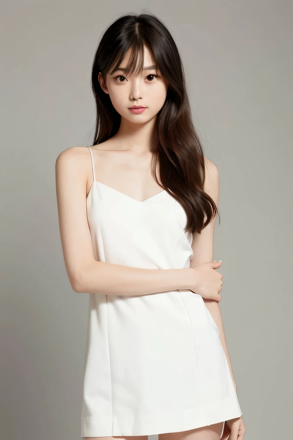 ((highest quality)), ((masterpiece)), (detailed), Perfect Face,Japanese,10th Generation,SLR,Thin arms,Thin legs,White Dress