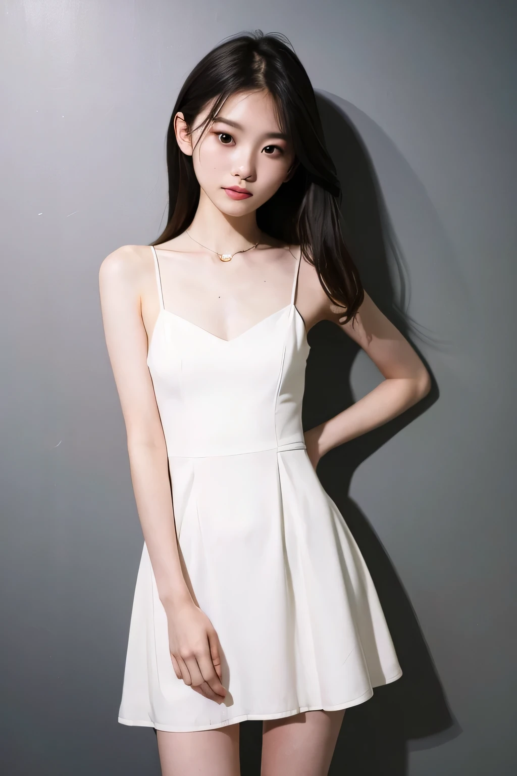 ((highest quality)), ((masterpiece)), (detailed), Perfect Face,Japanese,10th Generation,SLR,Thin arms,Thin legs,White Dress,Night view