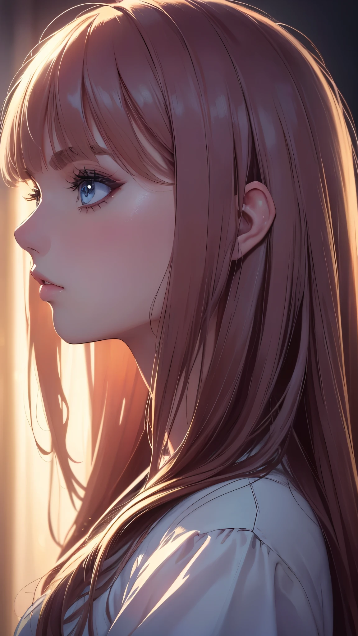 (best quality,4k,8k,highres,masterpiece:1.2),girl,side view,profile side view,beautiful detailed eyes,beautiful detailed lips,long eyelashes,medium:portraits,vivid colors,soft lighting, perfect side view, looking straight
