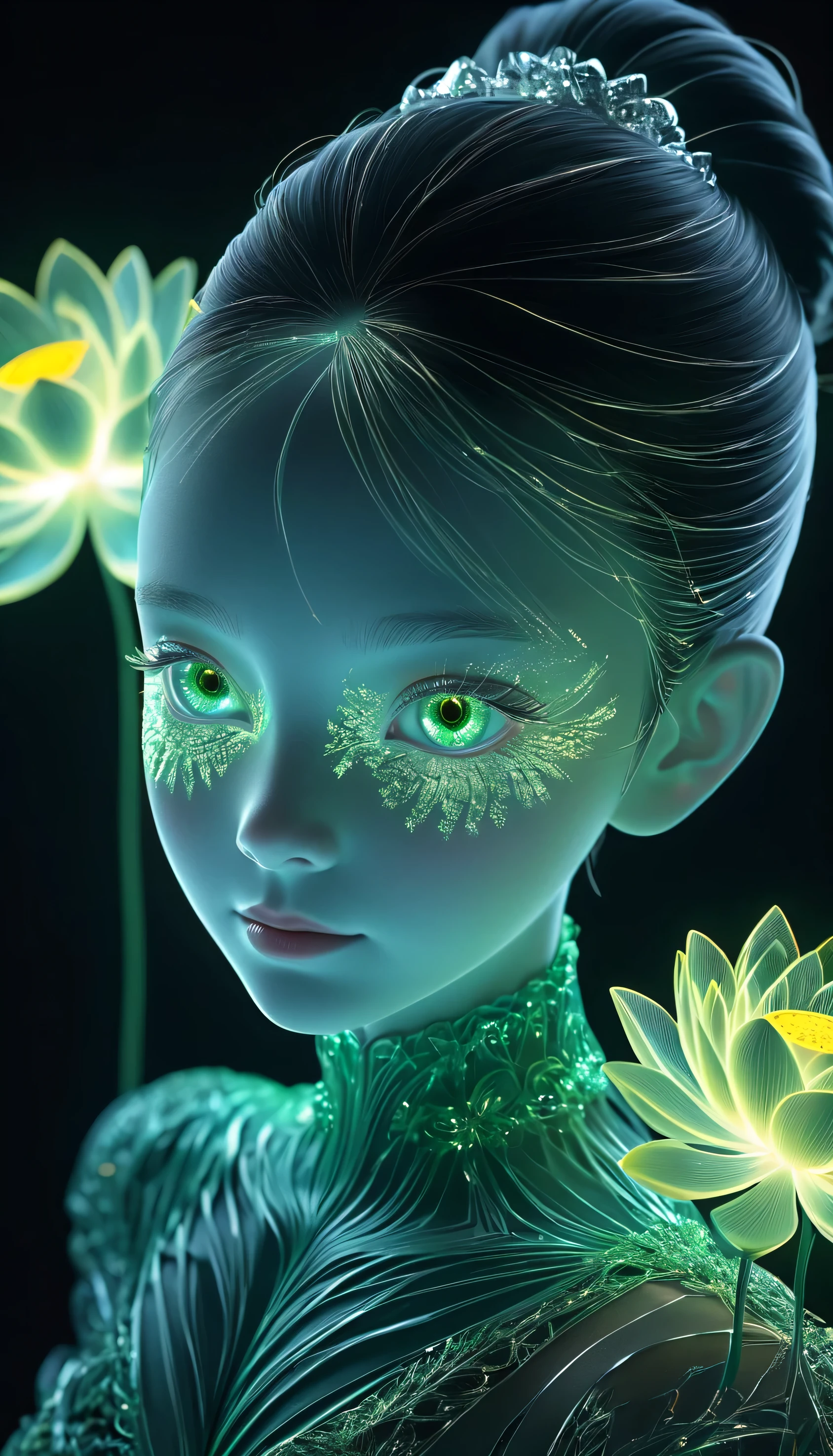 high resolution, Ultra Detailed, (1 girl:1.3),(lotus)
BREAK Sunlight, reverberation, Experimental photography, Surreal contrasts, Eye-Catching Visuals, Artistic abstraction,
Breaking the art of cutting, Layered Outlines, complex pattern, exquisite craft, shadow play, Depth and size, creative expression,
break art, Frozen sculpture, translucent form, short-lived beauty, Crystal structure, exquisite craft, touching,
Breaking Green Eyes,Body Glow,glowing lines,Fluorescence,Glow Example,Sample trace,flash,萤Light Particles,Backlight,translucent,Light Particles