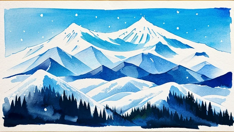 Ink Painting「Snow Mountain」 prompt: Snow Mountainの風景を描く。