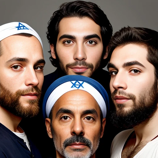 group of Asmonean jewish men focus on face