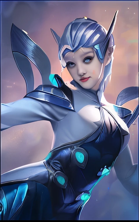 1girl, wearing blue color costume, smyle, corpulet body, hyperrealistic