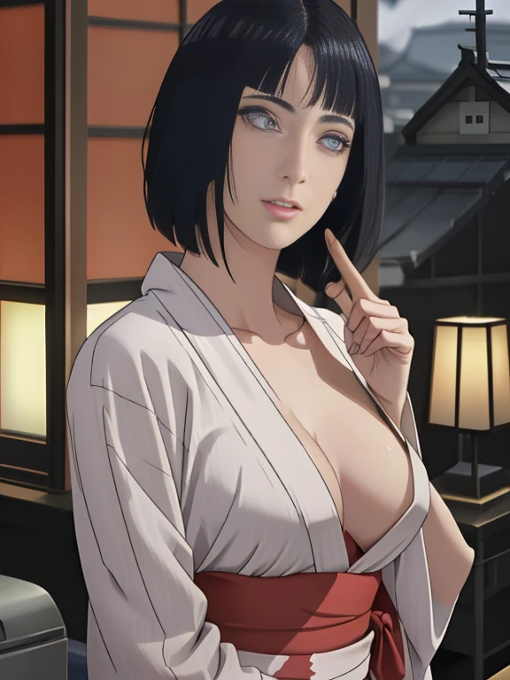 (night:1.7), Japan, Tokyo, City view, in front of the window,
looking at the viewer, (fascinating look:1.2), Happy, 笑face,
(white_kimono:1.3),cleavage,
black_hair, length_hair, hair_pulled_return,Broke up_lips,purple_eye, Braid,
1 girl, 24-years-old,mature woman,beautiful Finger,beautiful length legs,beautiful body,beautiful Nose,beautiful character design, perfect eye, perfect face, perfect fingers, perfect hands, Perfect chest, perfect body,
looking at the viewer, in the center of the image,
NSFW,official art,highly detailed body, exteremly detailed face, extremely detailed hair, extremely detailed eye, wallpaper, perfect lighting,colorful, bright_front_face_lit,
(masterpiece:1.0),(Highest_quality:1.0), 超High resolution,4k,super detailed,
photograph, 8k, HDR, High resolution, disorganized:1.2, kodak portrait 400, film grain, blurry returnground, Bokeh:1.2, Lens flare, (lively_color:1.2)
(beautiful,big_chest:1.4), (beautiful_face:1.5),(narrow_waist),