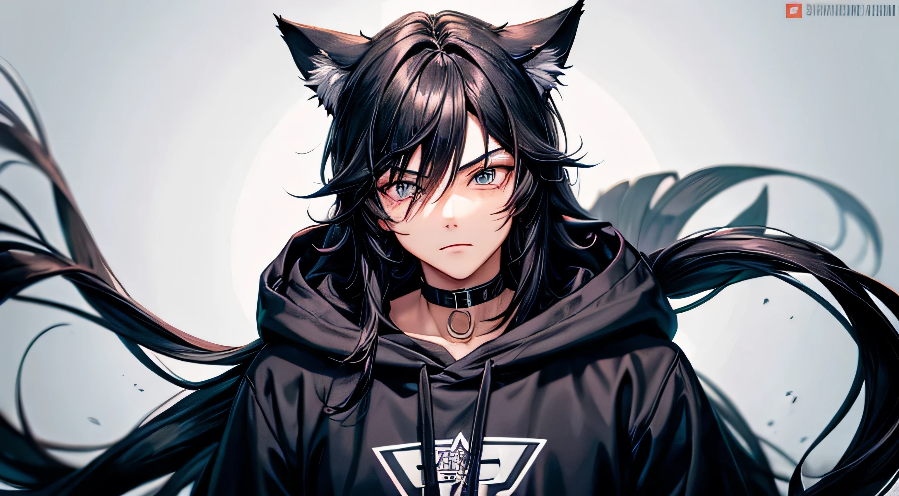 (anthropomorphic fox cute puppy) with black jacket, red eyes, hairy body, bad boy, young, portrait, bust, posture facing the camera, cartoon, dress as 80s metalhead rocker masterpiece, confident posture, youtuber