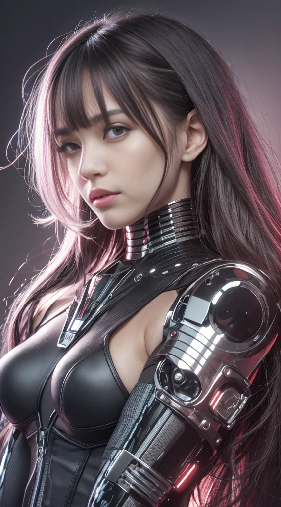 a woman's head and torso, cyborg - girl, intricate transhuman, cyborg girl, covered in circuitry, anime robotic mixed with organic, intricate mechanical body, cybernetic body, intricate cyborg, intricate body, portrait of a cyberpunk machine, cyborg woman, futuristic art, intricate upper body, detailed portrait of a cyborg