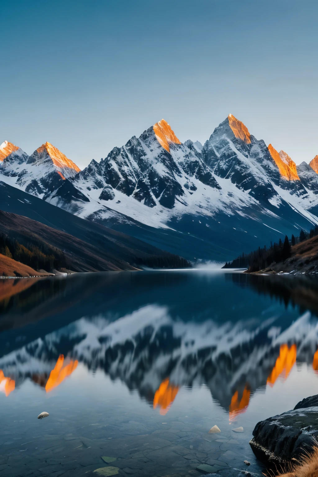Hyper-realistic, breathtaking, Munsyari's Panchachuli Peaks, Grandeur, Canon R5 camera, 70-200mm lens, Visual masterpiece, Landscape's majestic beauty, each frame, Captivating details, Ultra-detailed representation, Sharp focus, Realistic textures, Crisp and clear, Masterful photography, 4k and 8k UHD resolution, Vibrant colors, Dramatic contrast, Awe-inspiring peaks, Nature at its finest, Magnificent mountain range, Ultra-high definition, Stunningly realistic.