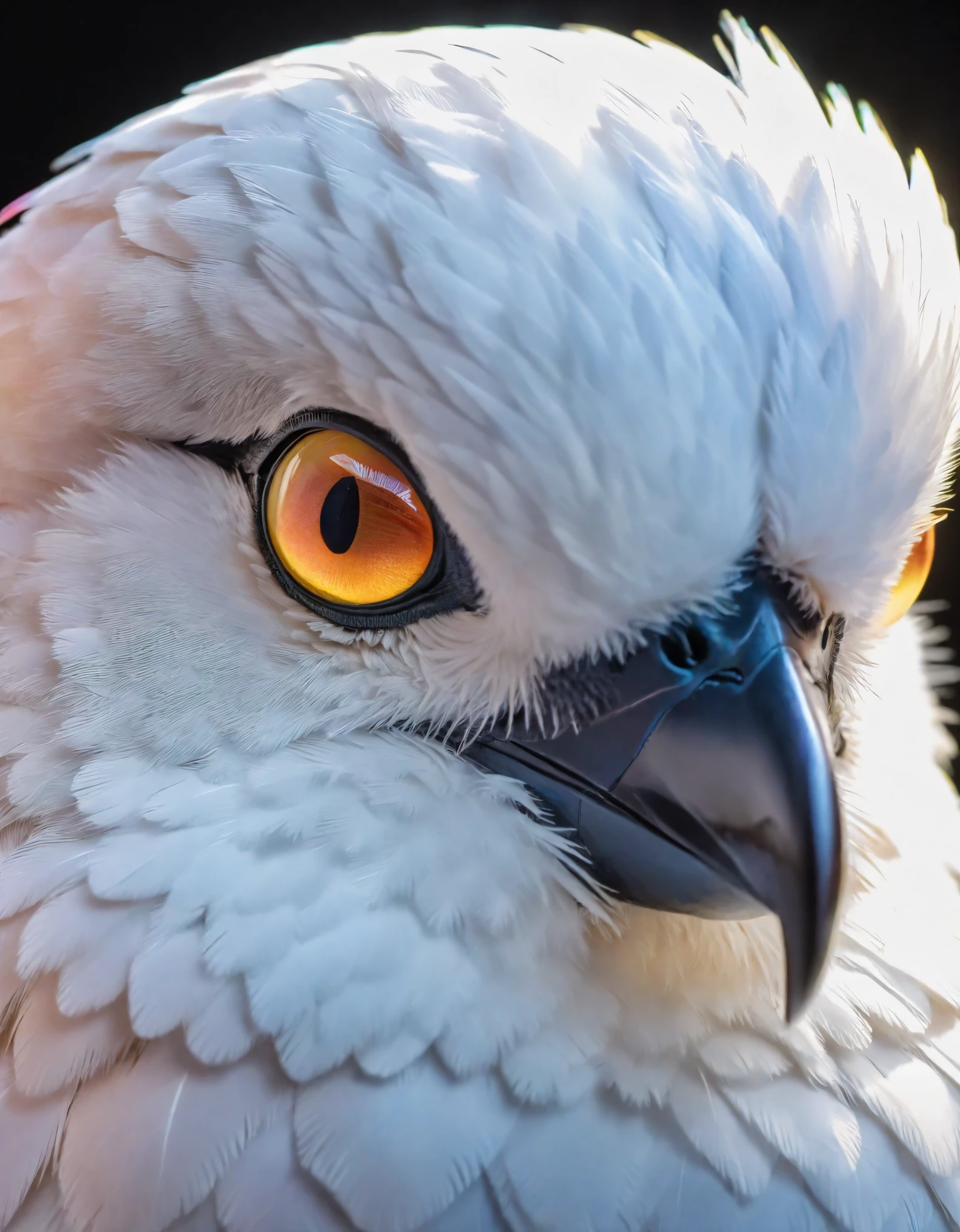 A hyper-detailed, close-up macro photograph of a colorful bird with glowing eyes, captured by Miki Asai. The bird is set against a transparent background, showcasing intricate details and sharp focus. The image, trending on artstation, is a studio photo with a style reminiscent of Greg Rutkowski’s highly detailed and artistic works.