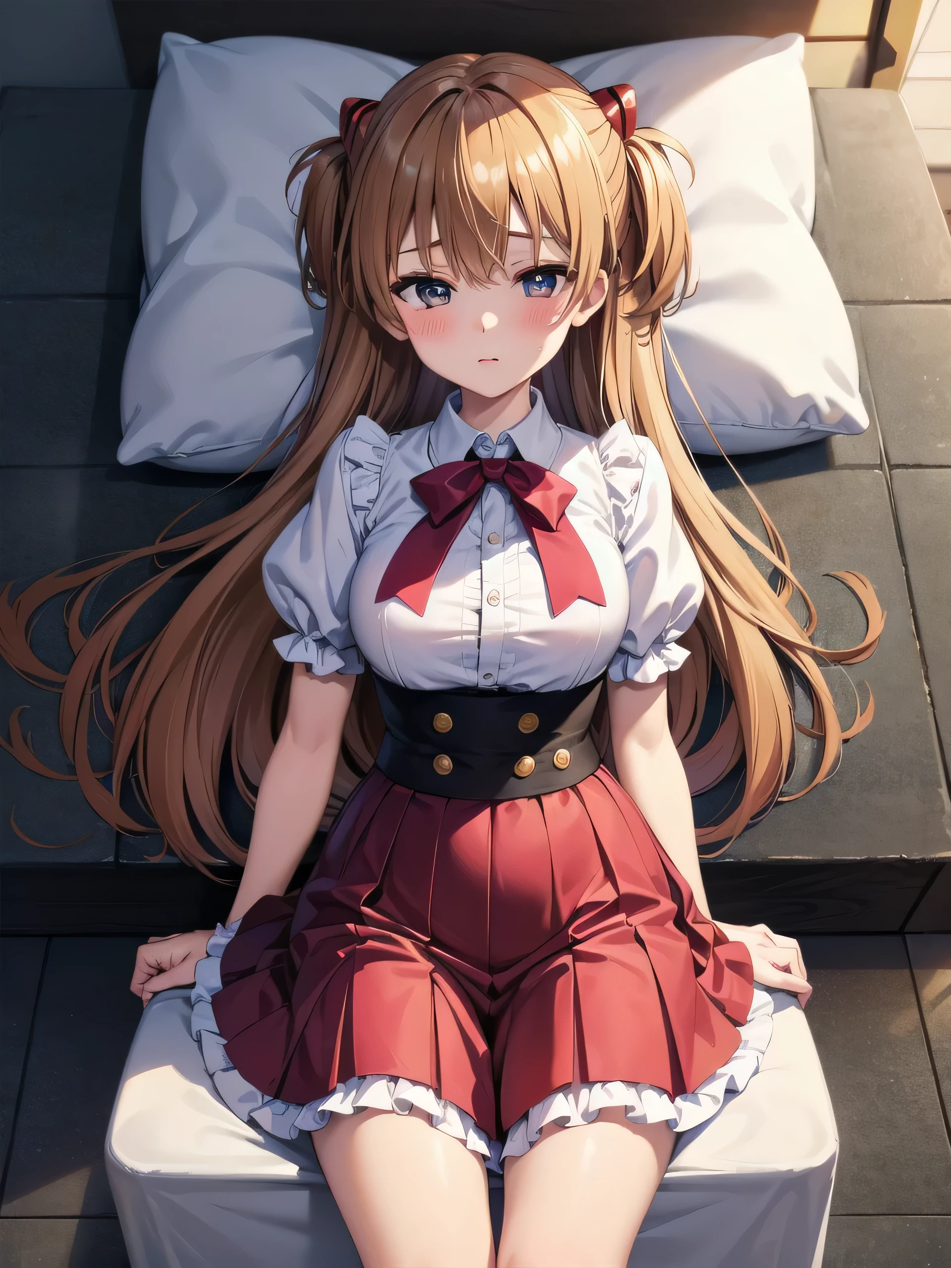 Young Soryu Asuka Langley、One girl、Frills、Long skirt、Gothic Lolita、Puffy short sleeves、solo、Sleep、blush、Open your legs、Clothes get wet、Clothes get wet and become transparent、Leg spread、Pussy、Thick white love juice、Drip a large amount of love juice、Sleeping expression、Close ~ eyes、orgasm、、ergartener's body、low length、Child's 、Intense masturbation、Put your finger in、Intense masturbation、I wear clothes、Spread with your fingers、Sweat、painful、Big Breasts、Climax、Squirting、Nipples can be seen through the top of clothes、Low - Angle