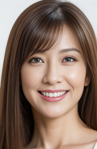 Masseter Film, highest quality, masterpiece, High resolution, realism, Original photo, 8k wallpaper, perfection, Professional Lighting, Very detailed, Written boundary depth, ((Beautiful woman)), ((Sexy 40 year old women)),, ((smile)), Detailed face, Beautiful Eyes,, bangs, , (sexy look), (Thick lips), A photo of your face,Blonde long hair