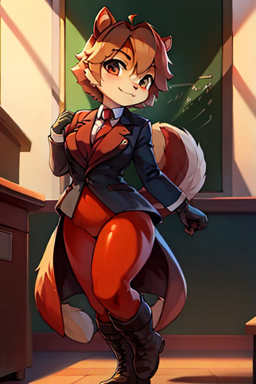 boy, squirrel, furry, bodyfur, blazer, bottomless, color tights, gloves, boots, school, fart