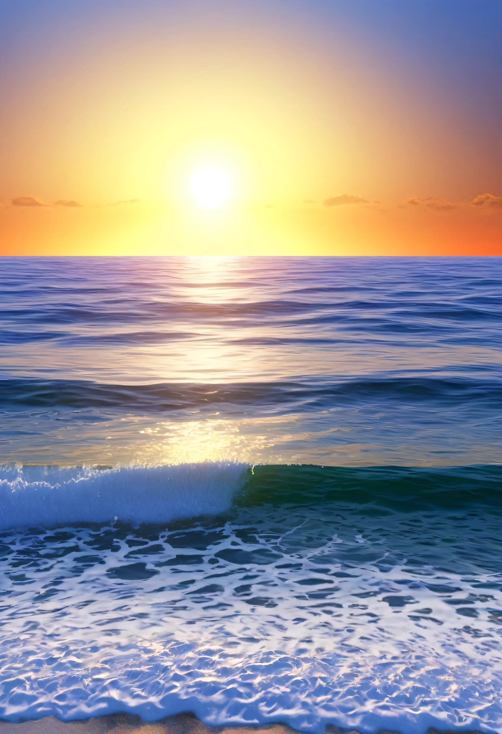 sunset over the sea, best quality, high_resolution, distinct_image, detailed background, dutch angle, wide shot, crown, detail view