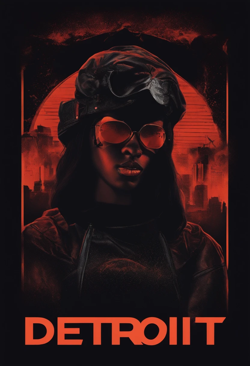 Create a dark gore aesthetic poster of a clothing brand "detroit"