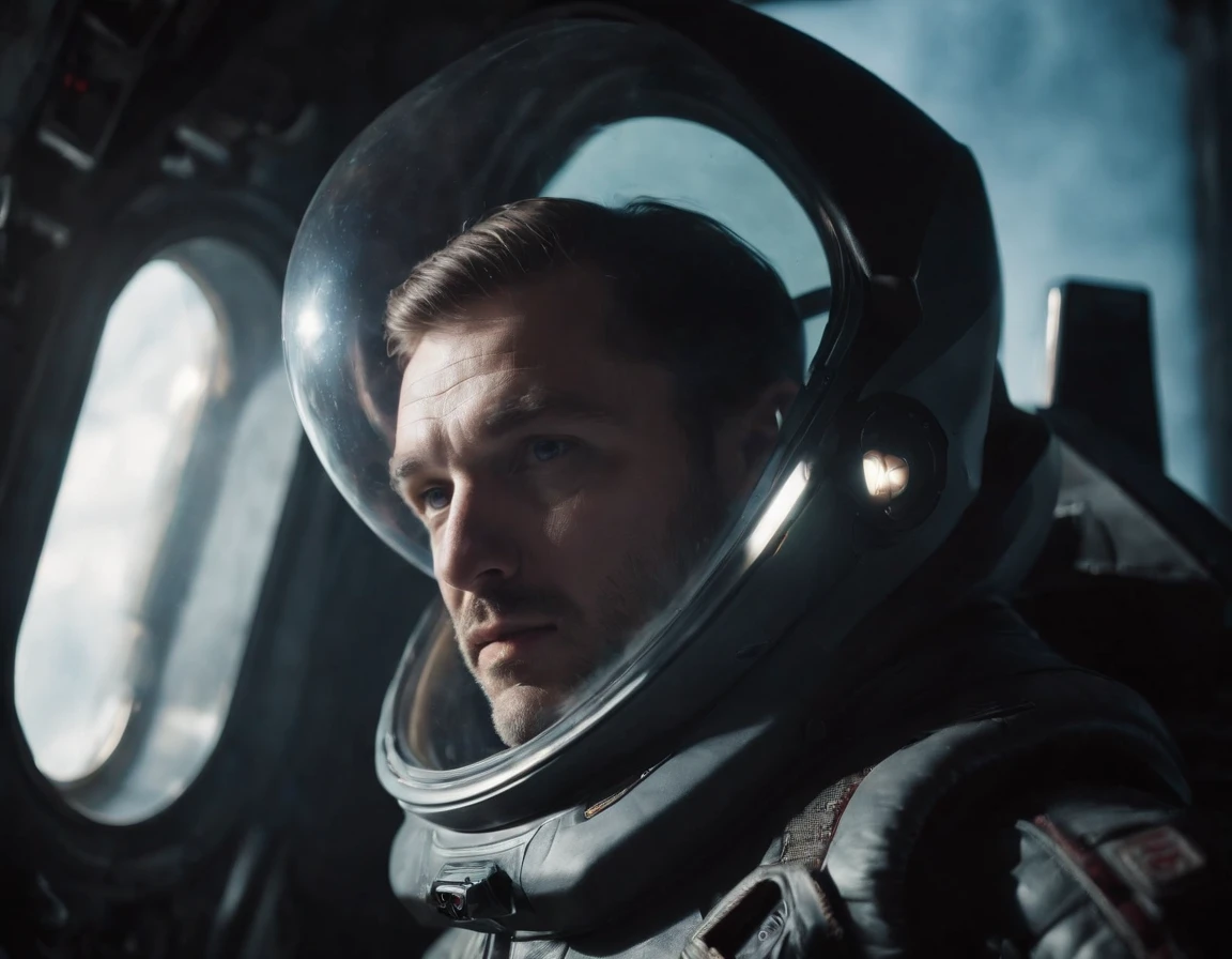 A mysterious man from outer space looks out the window of an alien spaceship