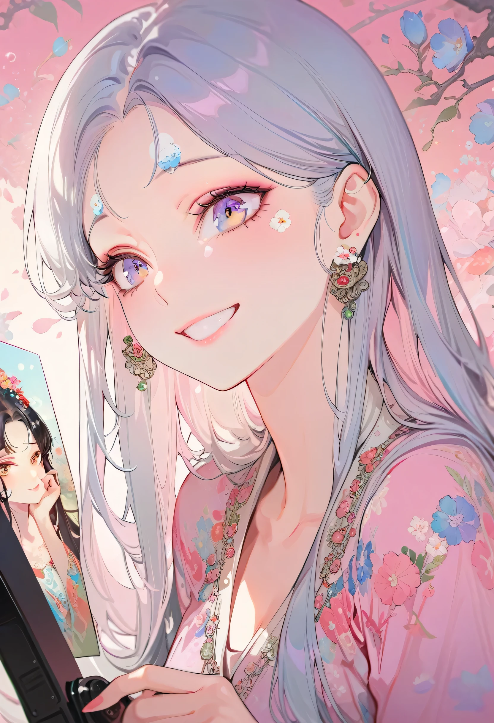 (Surreal), (illustration), (high resolution), (8k), (Very detailed), (Best illustration), (Beautiful and detailed Eyes), (best quality), (Ultra detailsed), (masterpiece), (wallpaper), (Detailed face), Facial pores,Solitary,A girl,, Fine details, Detailed face,,Photo of a long-haired woman smiling at the photo, A cute Korean face, , Korean actress, , Cute Korean actress, Gorgeous young Korean woman,