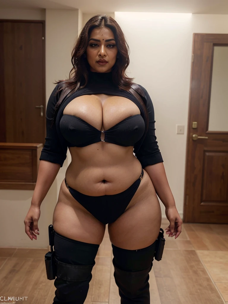 sexy indian milf , chubby deep navel , boobies , curvy waist wearing police costume , curvy waist , pony hairs , make up look , dark eyeliner , standing in public, 8k resolution , full body shot , photorealistic , ultra fine details , cinematic lighting ,
