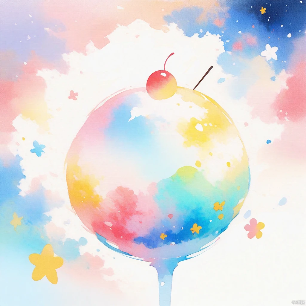 (best quality, high resolution, Watercolor pattern ice cream
