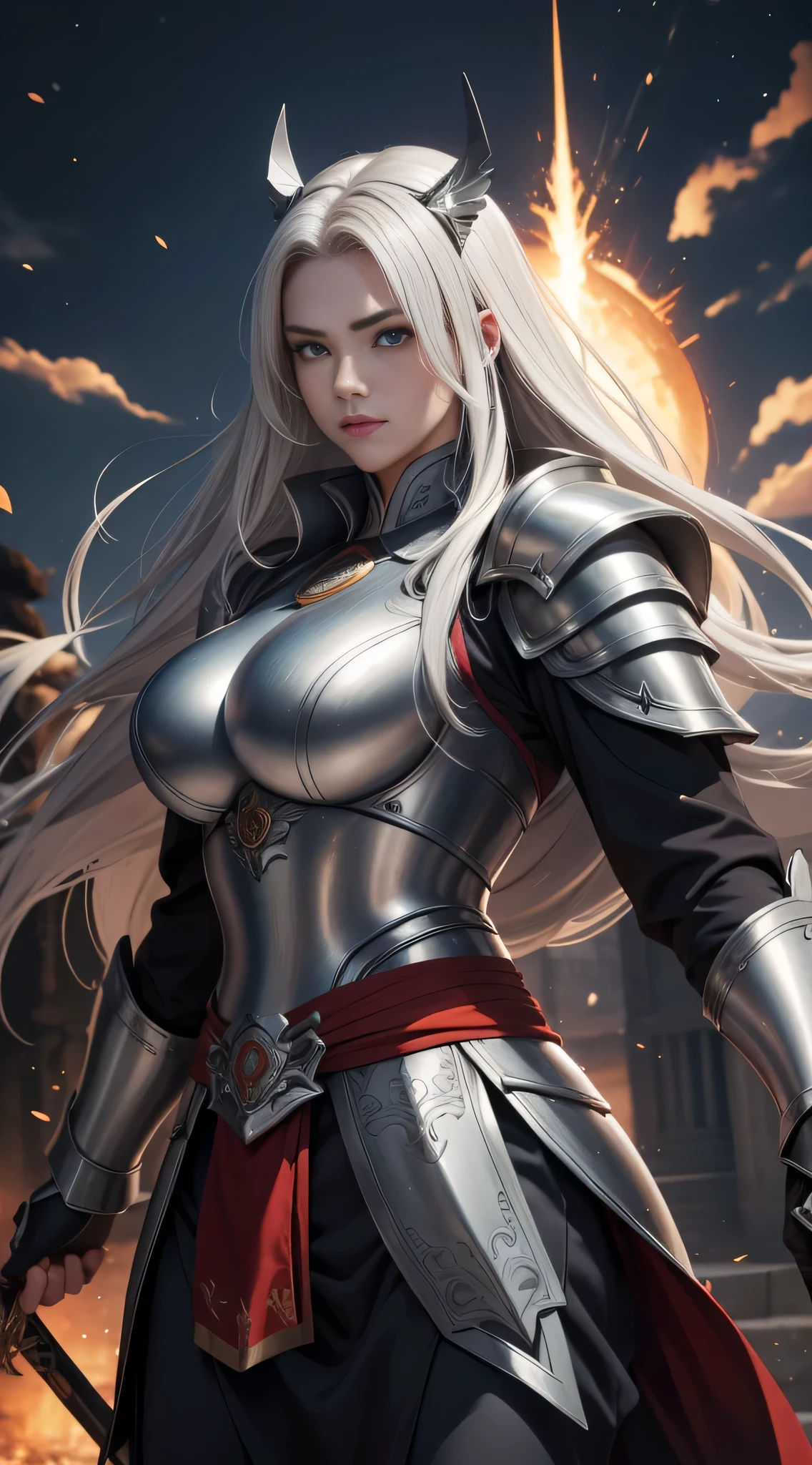 ((A handsome young general in silver armor,Xiao Li Guanghuarong,General of the Divine Arm,Heroic)),exquisite facial features,Three-dimensional facial features,Perfect face,((Carrying a silver gun on his back,Hold a delicate hard bow in hand,Shoot the invincible hand all over the world,Born with a pair of handsome eyes,Teeth white lip red,big breasts thin waist,100 steps through Yang,Strong arms,Precision forged silver helmet,Fine-forged silver armor,Good at riding a fierce horse,The whole body is protected by silver armor)),majestic-looking,Invincible,Top Photography Masters Award-Winning Works,Light particles surround,tmasterpiece,A high resolution,luxury goods,a gorgeous,detail-rich,There is a thousand undue courage,(((Holding a fierce bow))),Shining with God's eyes,Artwork quality,((close-up all over the body)),The fingers are clearly defined,perfect hand,dingdall effect,erudite,The armor reflects a stunning metallic sheen,perfect hand,Glass craftsmanship,with a sense of layering,Clear facial features