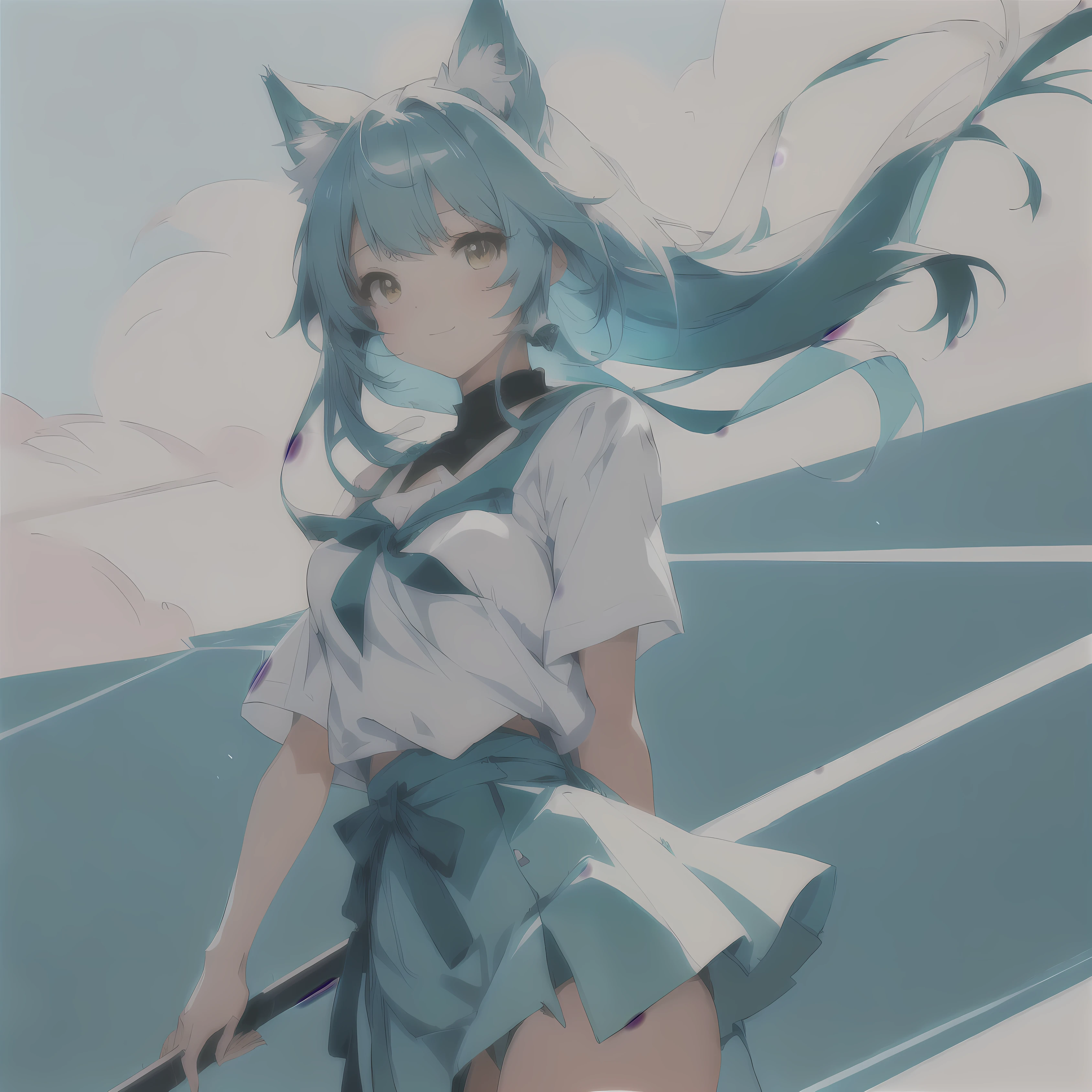 happy anime girl with gray hair and brown eyes and a white top, beautiful anime catgirl, very beautiful anime cat girl, cute anime catgirl, anime catgirl, anime girl with cat ears, anime girl with teal hair, anime moe artstyle, anime artstyle, anime cat, anime style 4 k, anime style. 8k