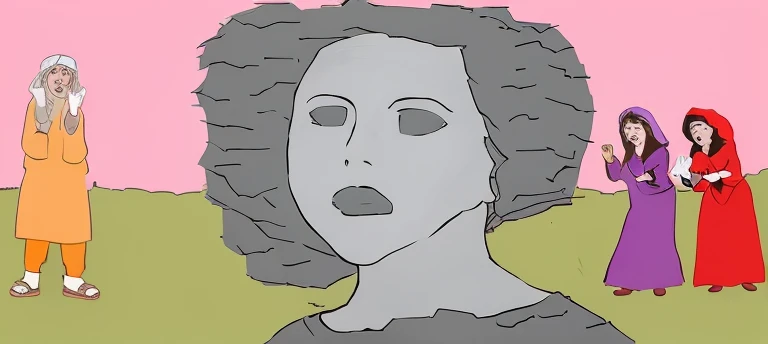 woman made of a statue with a surprised expression on her face, gritando, realista, surprise expression, carranca surpresa, muito surpreso, boca aberta, face with realistic proportions, horrified expression, surprise expression, altamente detalhado, scared expression