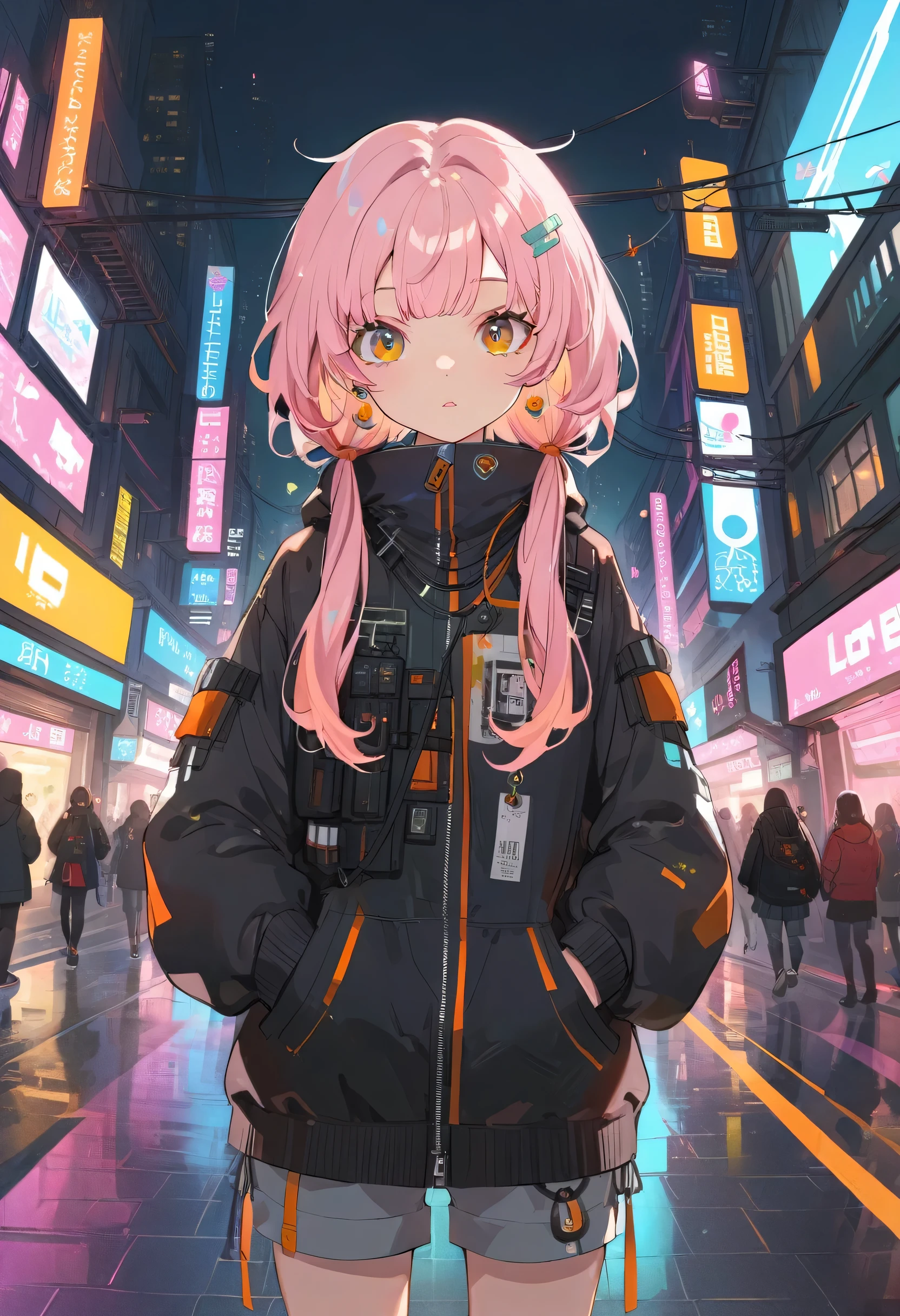 Lofi style girl in cyberpunk city