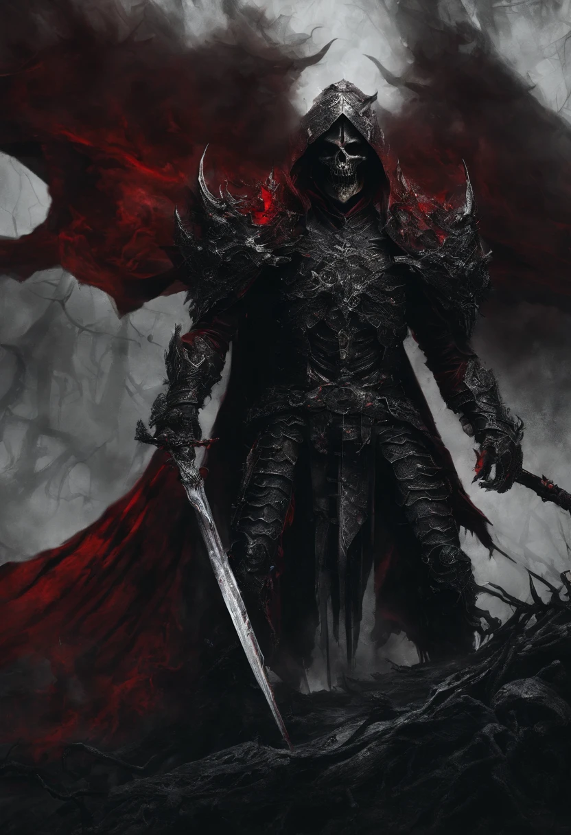 Dark army with red sword,Red Cape,