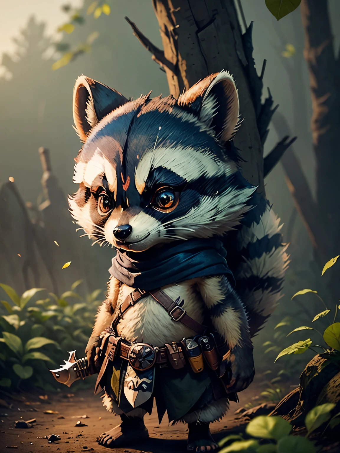 Little raccoon warrior