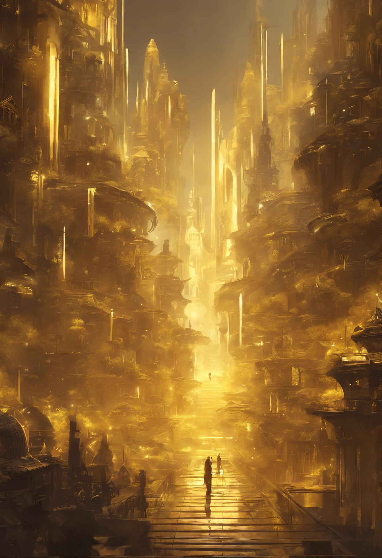 City of Gold、Shining、Golden world、Fantasy art、