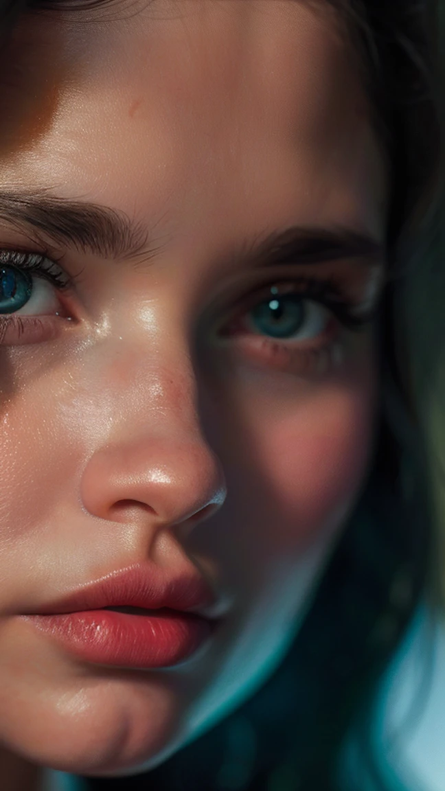 (((ultra realistic))) foto, obra de arte, Maximum quality, (Pale skin), (Rosto e olhos ultra detalhados:1.3). Uma deusa, mulher de adulta de 45 anos em um vestido rosa. Lindos olhos azuis brilhantes, large detailed fleshy lips, lindos e longos cabelos ruivos, seios grandes e naturais. She is posing in a photo shoot with a close-up portrait, close to the camera, ultra detalhado,