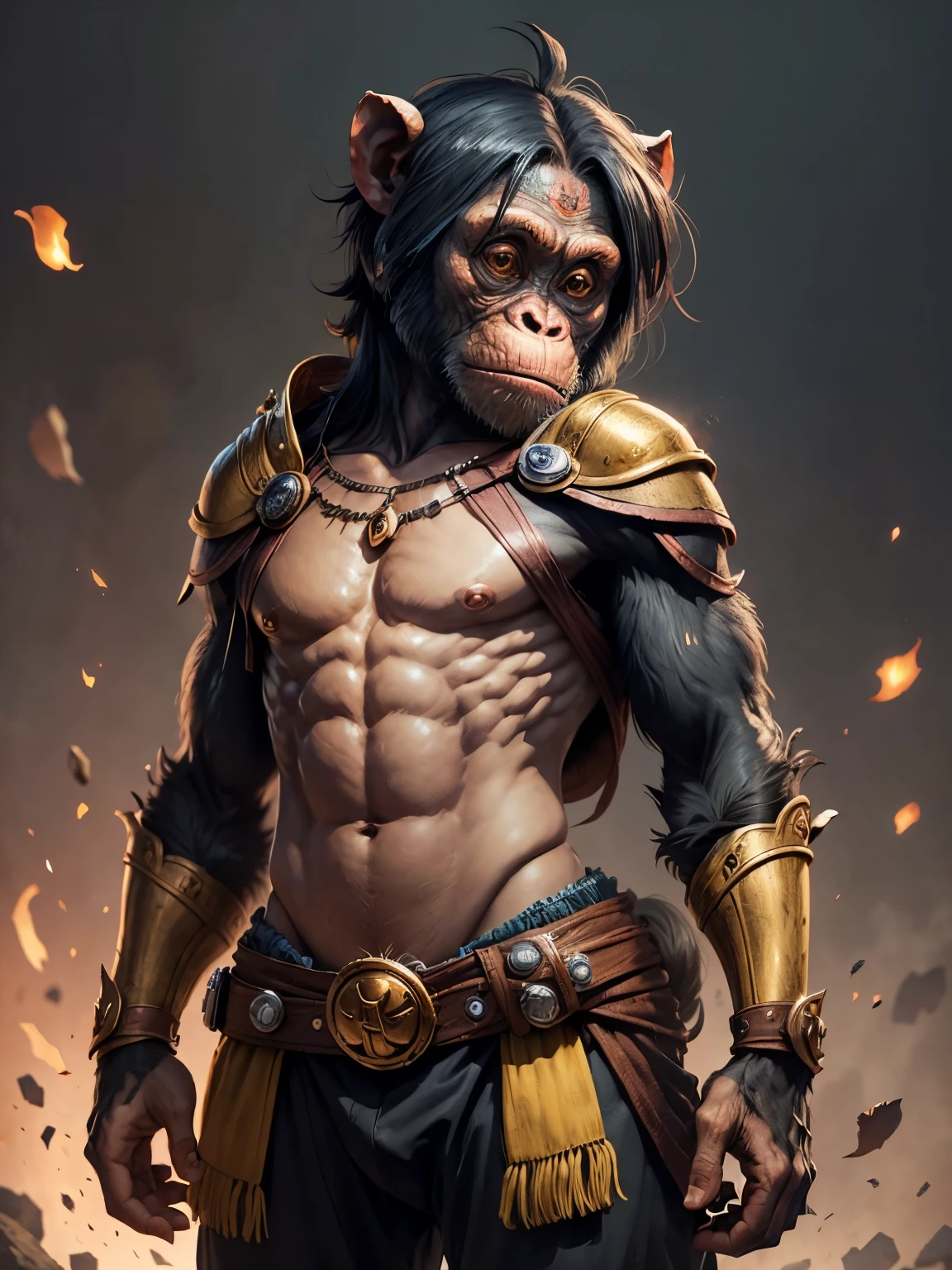 Little chimpanzee warrior