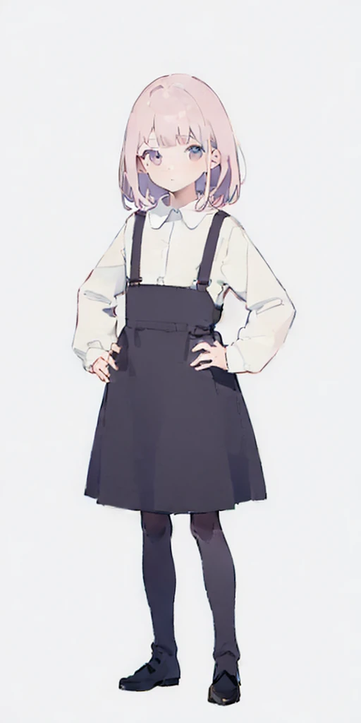 (((Plain background 1:2))) (masterpiece, high quality: 1.1) 1girl full body standing, HANDS ON HIPS