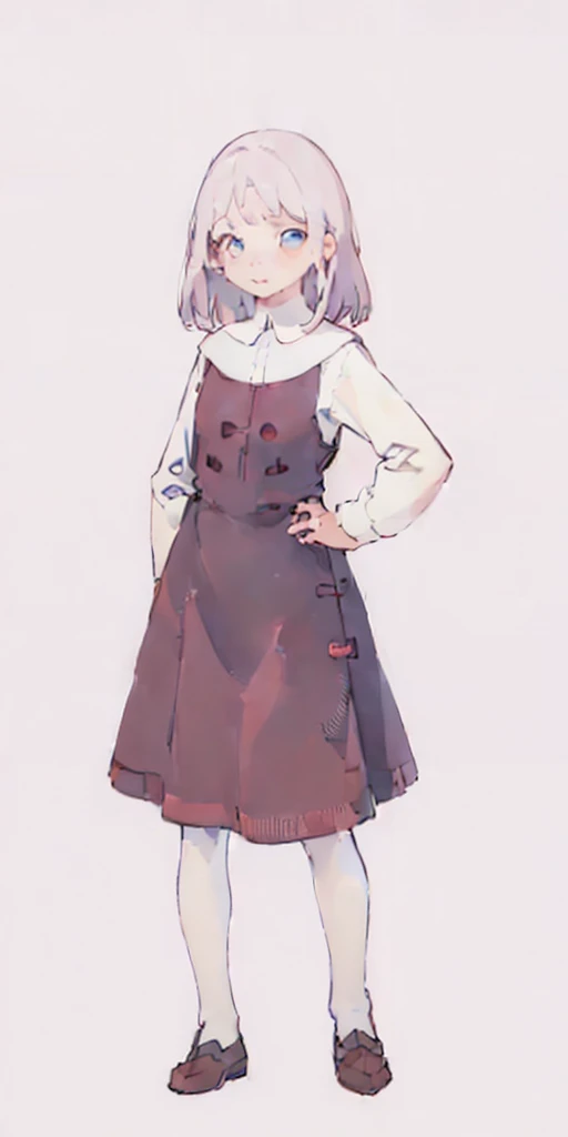 (((Plain background 1:2))) (masterpiece, high quality: 1.1) 1girl full body standing, HANDS ON HIPS