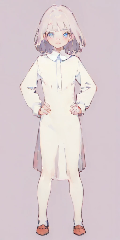 (((Plain background 1:2))) (masterpiece, high quality: 1.1) 1girl full body standing, HANDS ON HIPS
