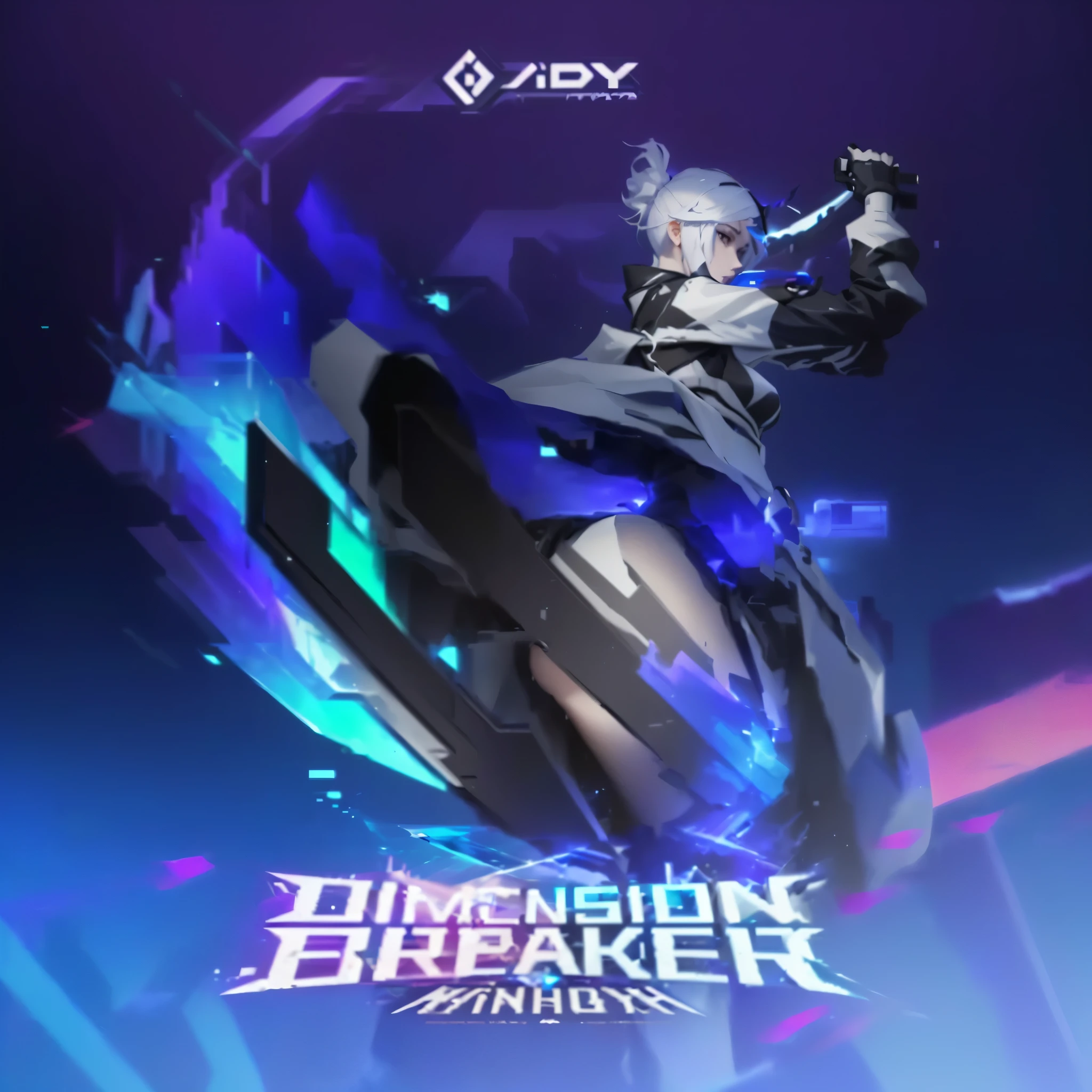 a poster of a woman in a black and white outfit holding a sword, from arknights, this character has cryokinesis, mobile wallpaper, style of duelyst, unknown artstyle, cool mecha style, anime wallaper, avatar image, anime cover, artstyleunknown, nightcore, style anime, 8k)), kda, epic anime style