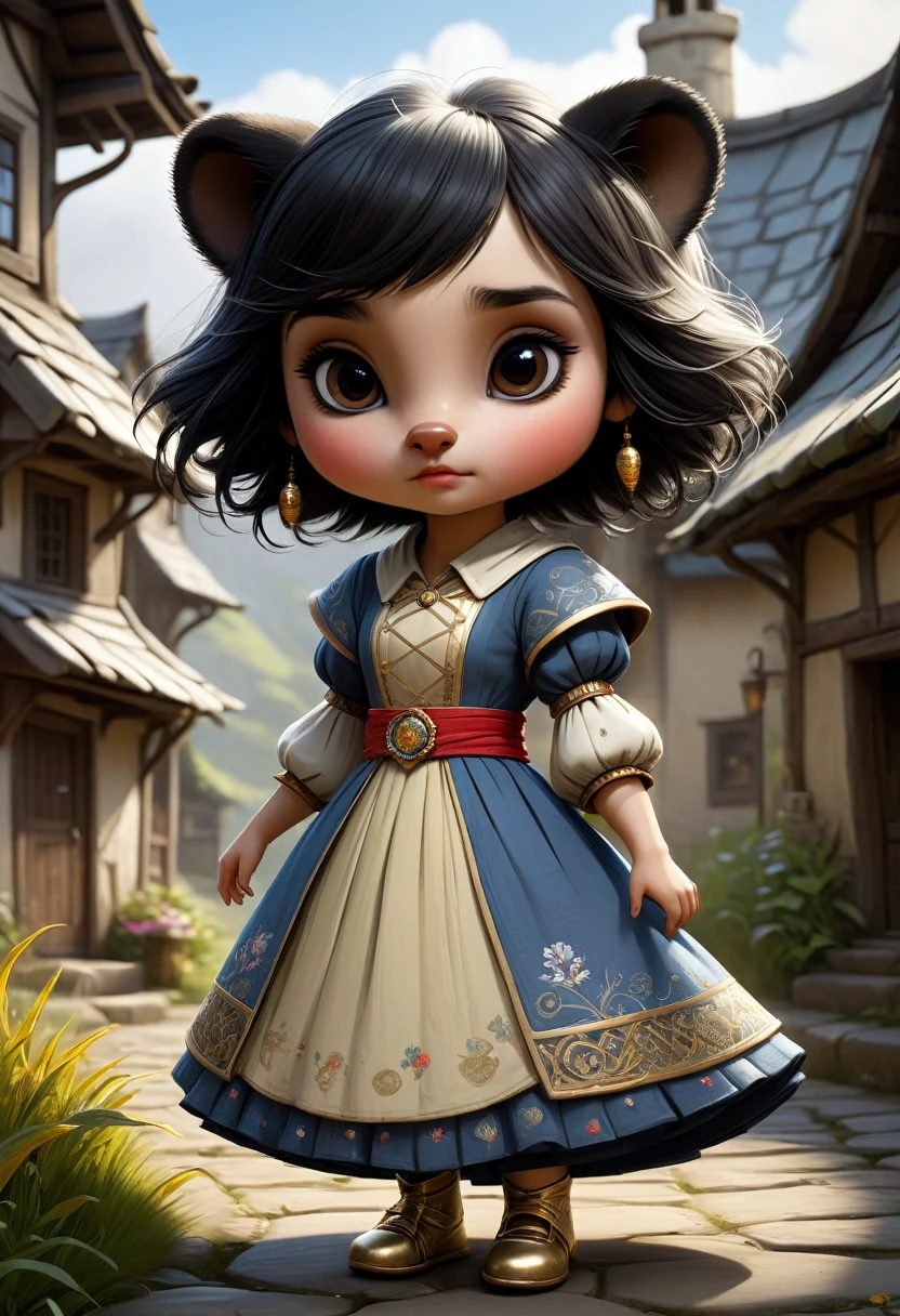 Adorable Little " Beautiful And Colorful Girl Anthropomorphic Badger In A Cute Village, Intricate Dress Made Gold And Silver, " Black Hair, Freckles, Royal Clothing, Breathtaking Fantasycore Artwork By Android Jones, Jean Baptiste Monge, Greg Rutkowski, Ko Young Hoon, Artstation, Trending On DeviantArt, Colorful D&D Artwork, Intricate Photography, A Masterpiece, 8k Resolution Artstation, Unreal Engine 5, Cgsociety, Octane Photograph
