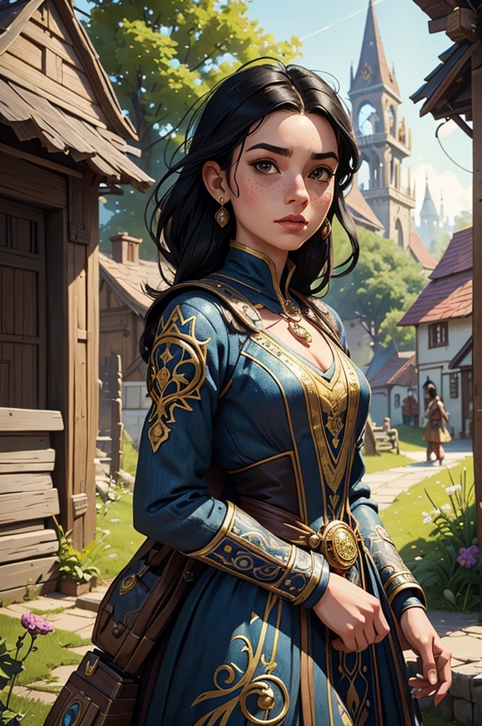 Adorable Little " Beautiful And Colorful Women. Anthropomorphic Badger In A Cute Village, Intricate Dress Made Gold And Silver, " Black Hair, Freckles, Royal Clothing, Breathtaking Fantasycore Artwork By Android Jones, Jean Baptiste Monge, Greg Rutkowski, Ko Young Hoon, Artstation, Trending On DeviantArt, Colorful D&D Artwork, Intricate Photography, A Masterpiece, 8k Resolution Artstation, Unreal Engine 5, Cgsociety, Octane Photograph
