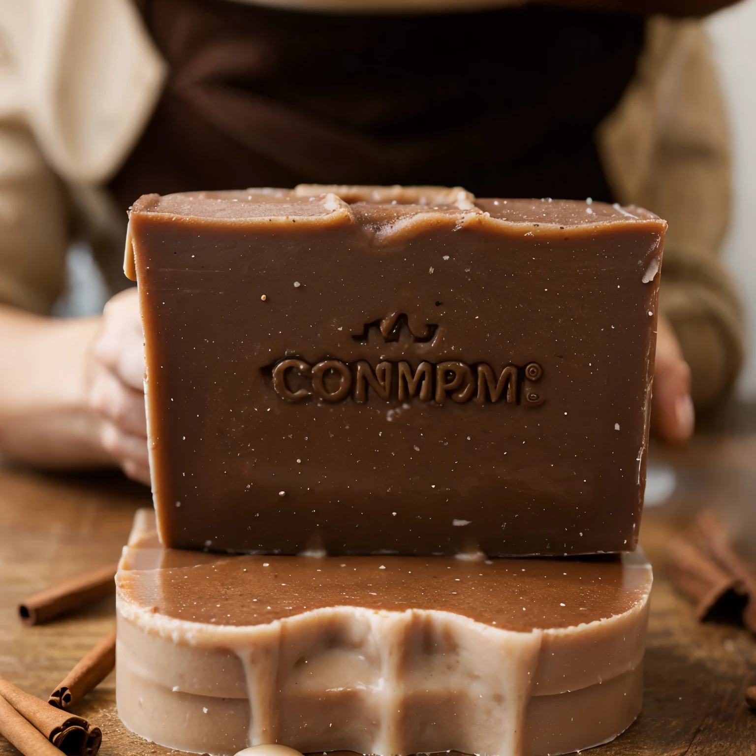 I want an image of handmade soap x coffee and cinnamon.