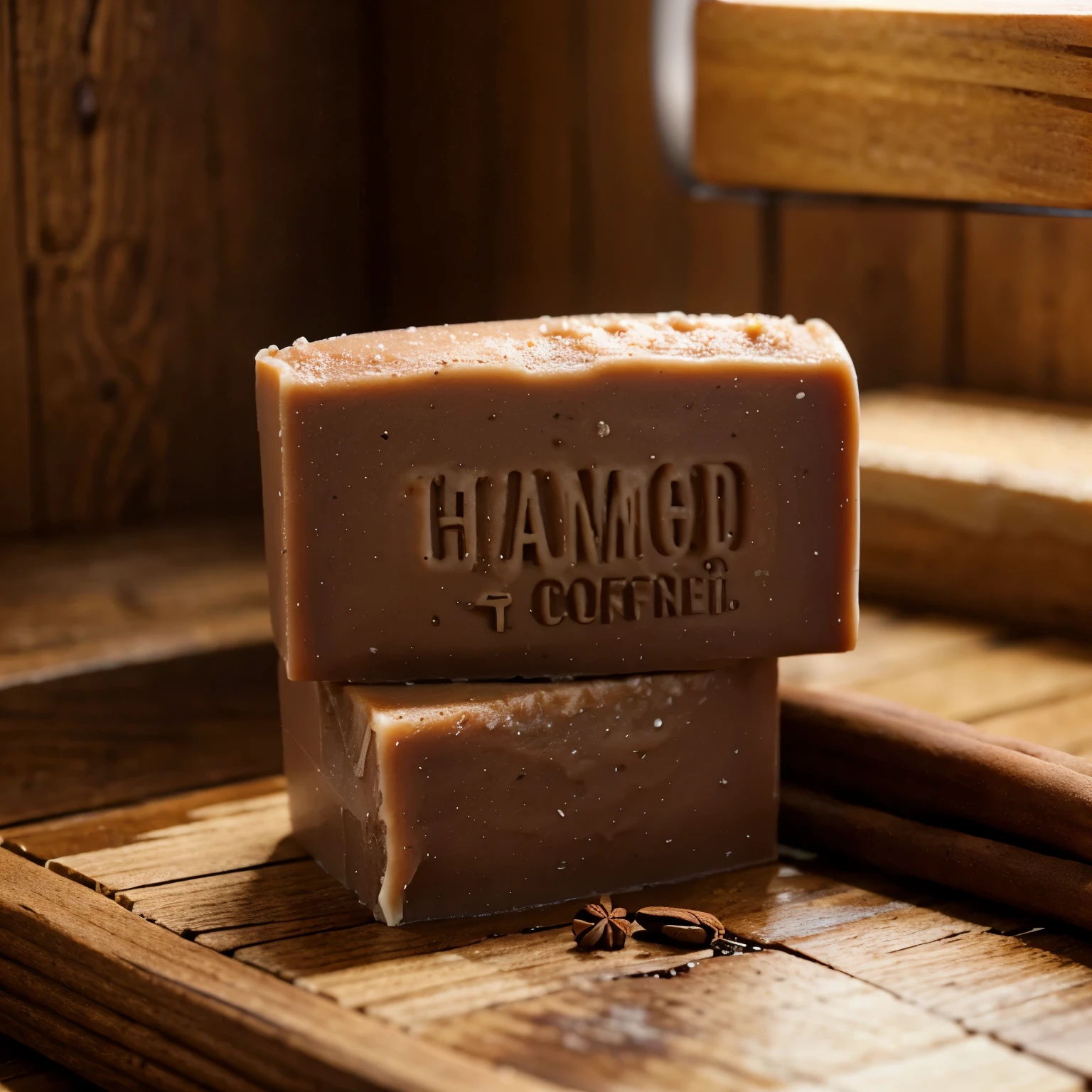 I want an image of handmade soap x coffee and cinnamon.