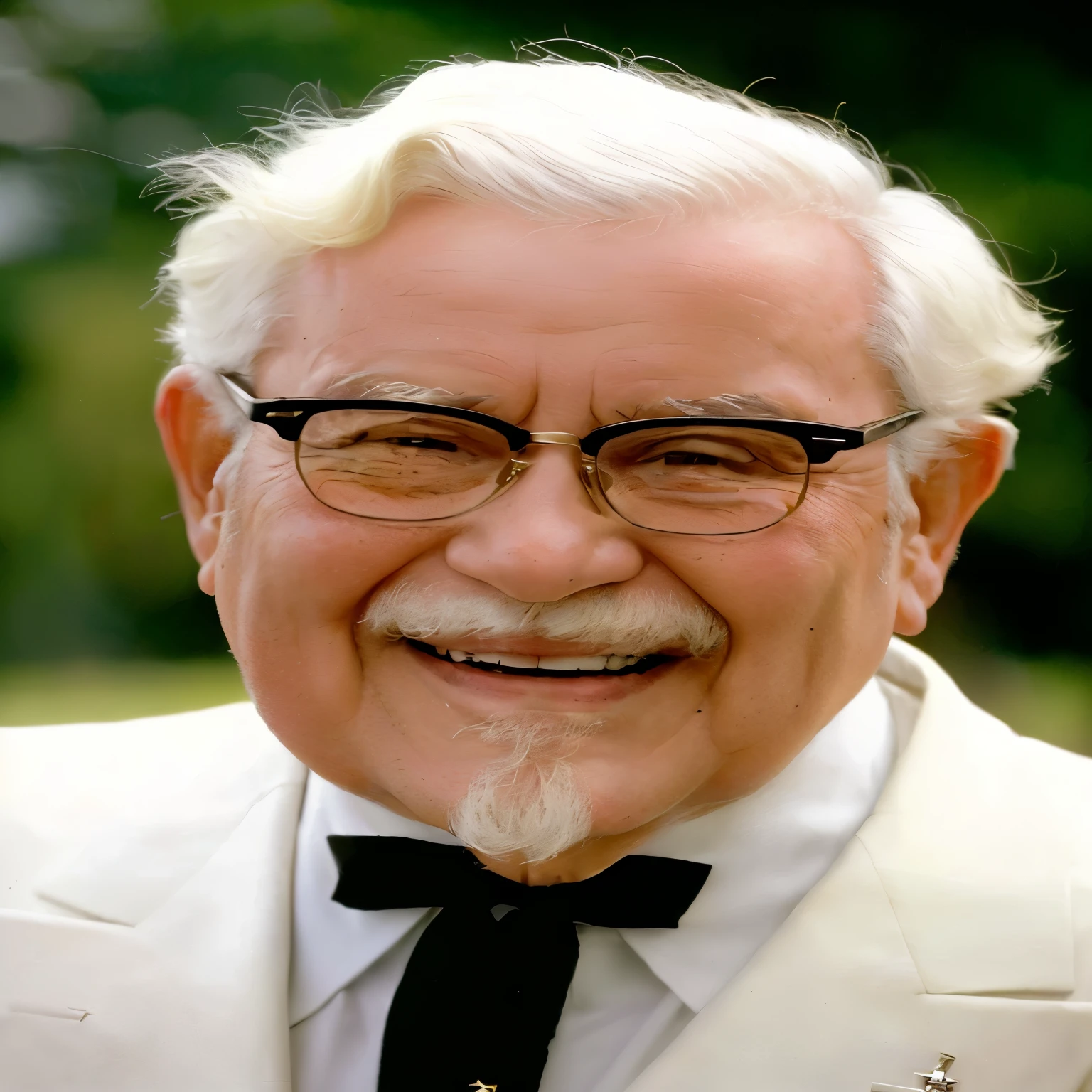 Hombre arafed con gafas, chaqueta blanca y corbata sonriendo, lijadoras coronel, kfc, Mcdonald, pollo kfc, inspirado en Ronald Rae, vistiendo traje blanco y gafas, inspirado en Heinz Edelman, guido, image of ronald Mcdonald, Photo credit: ap, ronald Mcdonald, sonrisa arrogante, hombre guapo, Anciano, taken in the late 2000s