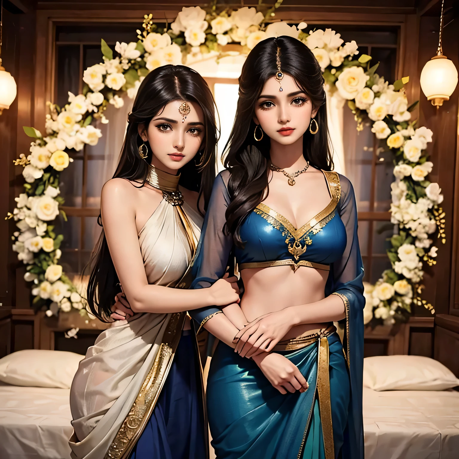 Rhea Chakraborty plays a beautiful 18-year-old woman, She is wearing a gorgeous navy blue ghagra and long blouse, Eye mascara, eye shadow, Long eyelashes, Gold Jewelry , Large Breasts, Stand in the palace, Upper Body, Front view, Big Plans, Pubic hair is visible and she's holding my hand in mountains in murree  I am a Pakistani 19 year old man