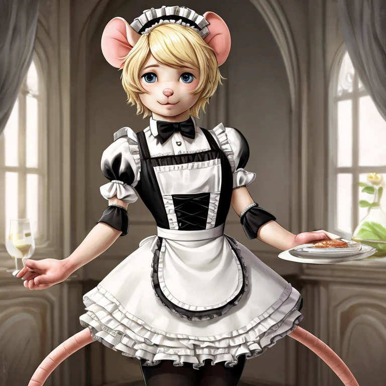 Mouse, 1boy, maid outfit, ultra detailed, blond (Best quality)
