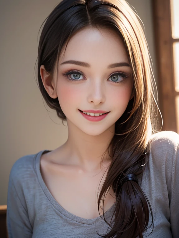 (best quality, 8k, photorealistic:1.5), (solo, one girl:1.5),(shine a bright light on women),(ultimate beautiful girl),(shiny skin),(oily skin),(long hair:1.3),(cool beauty:1.5),(Blush brown makeup),(use pink glossy lipstick),(big beady eyes girl:1.5),(droopy eyes girl:1.5),(Big Eyes),(healthy body),(sweet smelling girl),(virgin girl),chuuChloe,(impressive eyes),(clean girl),(cute),(relaxing time),(compassion),(impurity),(love filled),(No love experience),(teenager:1.2),(Lovely),(Bad Girl:1.5),(smile:1.5)