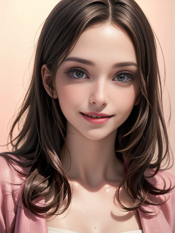 (best quality, 8k, photorealistic:1.5), (solo, one girl:1.5),(shine a bright light on women),(ultimate beautiful girl),(shiny skin),(oily skin),(long hair:1.3),(cool beauty:1.5),(Blush brown makeup),(use pink glossy lipstick),(big beady eyes girl:1.5),(droopy eyes girl:1.5),(Big Eyes),(healthy body),(sweet smelling girl),(virgin girl),chuuChloe,(impressive eyes),(clean girl),(cute),(relaxing time),(compassion),(impurity),(love filled),(No love experience),(ager:1.2),(Lovely),(Bad Girl:1.5),(smile:1.5)