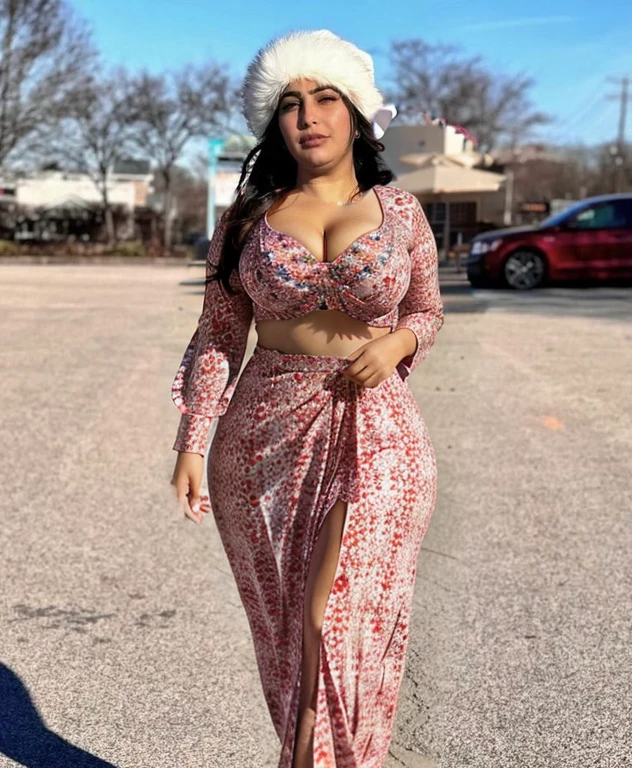 Summer top, curvy, cleavage, Arab skin color