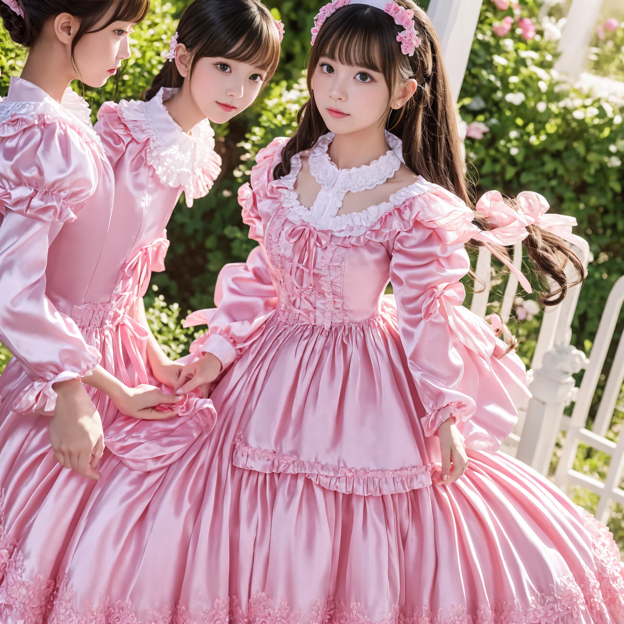 ,highest quality, masterpiece, Highest Resolution, artwork, super それにGet used to it, many Get used to it, Get used to it, それにGet used to it, 3K realistic photos,,((Girls in their )),Super detailed baby face,Fh ball gown dress with princess hoop skirt,Frilled yoke collar,Ribbon woven on chest,Puff sleeves,Long sleeve,((Lolita style hot pink detailed princess satin dress、Lots of frills and ribbons。)),crazy&#39;Colorful Fashion,Shiny silk satin dress,Soft and smooth silk satin fabric,luxury,Long blonde hair,blue eyes,White skin European,pajamas,((Inside the palace)),Happy dancing princess,Gorgeous flowing dress,Fine white ruffles and lace,Fluttering Dress，