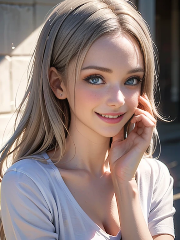 (best quality, 8k, photorealistic:1.5), (solo, one girl:1.5),(shine a bright light on women),(ultimate beautiful girl),(shiny skin),(oily skin),(Silver Ash Hair:1.3),(long hair:1.3),(cool beauty:1.5),(Blush brown makeup),(use pink glossy lipstick),(big beady eyes girl:1.5),(droopy eyes girl:1.5),(Big Eyes),(healthy body),(sweet smelling girl),(virgin girl),chuuChloe,(impressive eyes),(clean girl),(cute),(relaxing time),(compassion),(impurity),(love filled),(No love experience),(teenager:1.2),(Lovely),(university student:1.5),(smile:1.5)